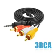 3.5mm AV to 3RCA Male Adapter RCA Audio Video Cable Camcorder DVD VCD STB to TV