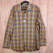 Hickey Freeman Mens Long Sleeve Button Front Shirt Sz L Large Loose Plaid $245