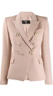NWT Brand New Balmain Wool Double Breasted Blazer in Beige, Size 38 FR/ US S
