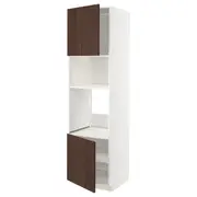 METOD hi cb f oven/micro w 2 drs/shelves, white/Sinarp brown, 60x60x220 cm