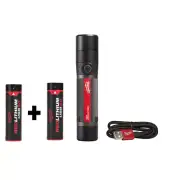 Milwaukee Rechargeable Flashlight LED USB 2-Battery Plastic Water Resistant