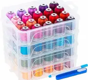 80 Spools 500m Polyester Embroidery Machine Thread with Clear Storage Box