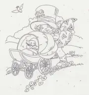 Vintage Embroidery Briar Rose Red Work Emma & Oliver Child Puppy Flowers Pattern