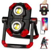 LED Work Light Rechargeable, 2 COB 2500LM Folding Portable Flood Light with M...