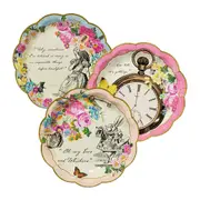 Talking Tables Alice In Wonderland Illustrated Small Paper Plates (Pack of 12)