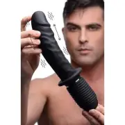 Power Pounder Vibrating And Thrusting Silicone Dildo - Black