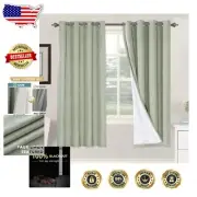 Energy-Saving Sage Blackout Curtains with White Liner - 2 Panels, 72" Long