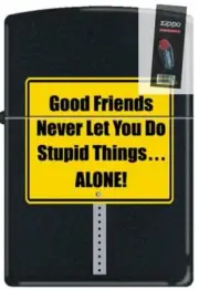 Zippo 5592 good friends stupid things alone DISCONTINUED Lighter + FLINT PACK