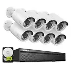 SANNCE 5MP 8CH NVR Home PoE Security Camera System Two Way Audio Outdoor IP66
