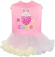 MQQYLBHDS My Easter Dog Dress Girl Dog Clothes for Small Medium Dog Easter Egg Puppy Outfit Bunny Pet Apparel Holiday Cat Clothing Doggy Easter Costume Attire (Pink, Medium)