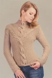 Karabella Yarns Knitting Pattern KK415 Split Cable Aurora Bulky Sweater 32"-38"