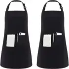 Black Kitchen Aprons Polyester Cotton Chef Work Apron Cleaning Accessories