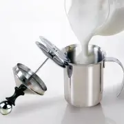 400ML/800ML Stainless Steel Manual Milk Frother Double Mesh Coffee Foamer