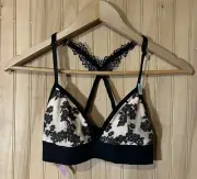 Victoria's Secret Pink Bra Bralette Lace Triangle Black Size Large New