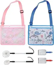 6pcs Beach Include Sand Sifter with Extra Long Adjustable Handle Mesh Bag Shovel Beach Tools for Collecting Shells, Adult Kids Summer Beach Toys