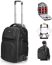 Neewer 2-in-1 Wheeled Camera Backpack Luggage Trolley Case - Anti-Shock Detachable Padded Compartment, Hidden Pull Bar and Strap, Durable, Waterproof