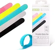 Avantree Pack of 20 Reusable Cord Organizer Keeper Holder, Fastening Cable Ties Straps for Earbud Headphones Phones Wire Wrap Management, Assorted 3 Size and 5 Color