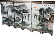 Miniature Chinese Style Folding Screen Antique Lacquerware Divider for Desktop Decoration Craft Details for Home Office Decor