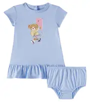 [Polo Ralph Lauren Kids] Polo Ralph Lauren Kids Baby Polo Bear cotton dress and bloomers set M 9 blue