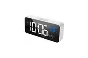 TODO LED Digital Alarm Clock Temperature Music Alarm USB Rechargeable - White