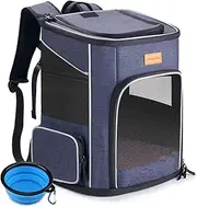 Morpilot Cat Backpack Dog Backpack for Cats and Small Dogs 7 kg, Foldable Pet Backpack with Inner Safety Lead and Shell