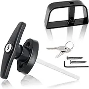 Luomorgo Shed Door Latch T-Handle Lock Kit with 2 Keys, 5-1/2" Stem Storage Barn Shed Door Lock, Black