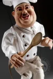 Chef Oliver - cheerful handcrafted marionette puppet