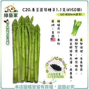 【綠藝家】C20.青莖蘆筍種子1.1克(約50顆)(UC-800加州蘆筍)
