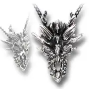 Victorian Dragon Skull Pendant English Pewter Necklace Alchemy Gothic NEW UNUSED
