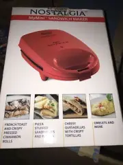 Nostalgia My Mini Sandwich Maker Grilled Cheese Dorm Room Red