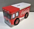Coca-Cola Delivery Truck Collectible Bank TIN 8.5” VGC
