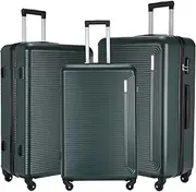 [Syekcl] Luggage kit, 3 Pieces (20/24/28) with a Suitcase with General Wheels, ABS Durable Hard Shell Luggage Boxes (Dark Green, Large)