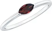[Rosec Jewels] Real Garnet Promise Ring in 14K Gold Plated Silver, AAA Quality, Certified Garnet January Birthstone Ring - Ready To Gift