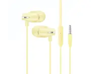 Earbud Headphone Stereo Surround Noise Reduction Heavy Bass High with Mic Phone Calling In-Ear Wired Headphone Earbud with Microphone-Yellow TPE