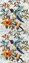 Stained Glass Window Film, 17x39 Inch Double-Side Static Bird Floral Window Clings, Reusable PVC Privacy Film for Office and Home Decor-