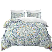 Blue Green Orange Leaf Circle Quilt Cover