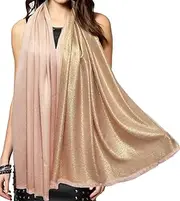 [Gragengs] Women's Sparkling Metallic Pashmina Shawls and Wraps Long Party Scarf Solid Color Two Tone