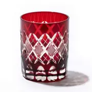 Edo Kiriko Old Glass (Red) in wooden box Made in Japan Japan