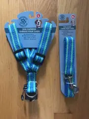 Dog Step-in Adjustable Nylon Strap Harness (Large) & Matching 48” Leash Combo