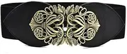 [AIMALL] Retro Totem Wide Waistband Elastic Stretch Dress Waist Belt Buckle band Women Stylish Wide Waist Belt - PU Leather Stretch Waistband for Dresses and Outfits