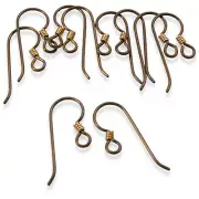 10 Bronze Niobium Ear Wires + Coil Accent - Hypoallergenic Earring Hooks