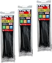 [36PCE] Handy Hardware Releasable Plastic Cable Ties 250mm x 7.2mm 12pcs Wire Zip Tie Strap Nylon Reusable Cables
