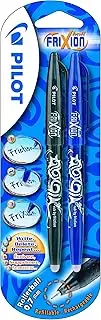Pilot Frixion 0.7 mm Rollerball Pen - Blue/Black (Pack of 2), 224200213