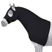 23JT Large Tough 1 Light Fleece Lined Horse Mane Shiney Stretch Hood Black