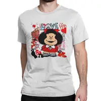 在飛比找蝦皮購物優惠-Love Peace Mafalda Hearts男士T恤復