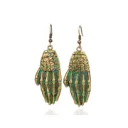 5PCS New Style Retro Alloy Earrings Women A Pair of Creative Skeleton Hand Bone Earrings Halloween Ornaments Retro green