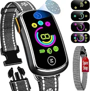 Dog Bark Collar, Customizable Bark Collar for Large Medium Dogs, Smart Anti Barking Training Collar with Adjustable Beep Vibration Shock and Sensitivity, Automatic Stop Barking with Replacement Strap
