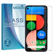 [2 Pack] Google Pixel 4a 5G (6.2”) Tempered Glass Crystal Clear Premium 9H HD Screen Protector by MEZON – Case Friendly, Shock Absorption (Pixel 4a 5G, 9H)
