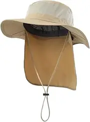 Home Prefer Outdoor UPF50+ Mesh Sun Hat Wide Brim Fishing Hat with Neck Flap