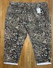 NWT Asos Denim Cropped Pants Animal Print Leopard Plus Waist Size 28